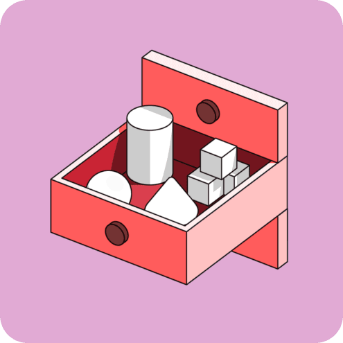 Illustratie van een gereedschapskist met objecten